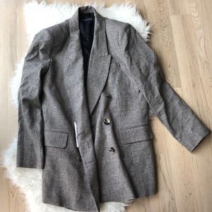 Zara Checked Double- Breasted Jacket